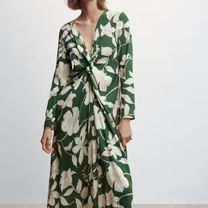 Mango satin floral dress size medium new with tags